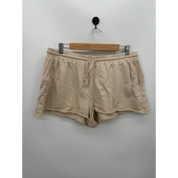 Thirdlove Shorts Women 2X Cream Sweatpant Fleece Cut Off Lounge Sleep - Picture 1 of 7